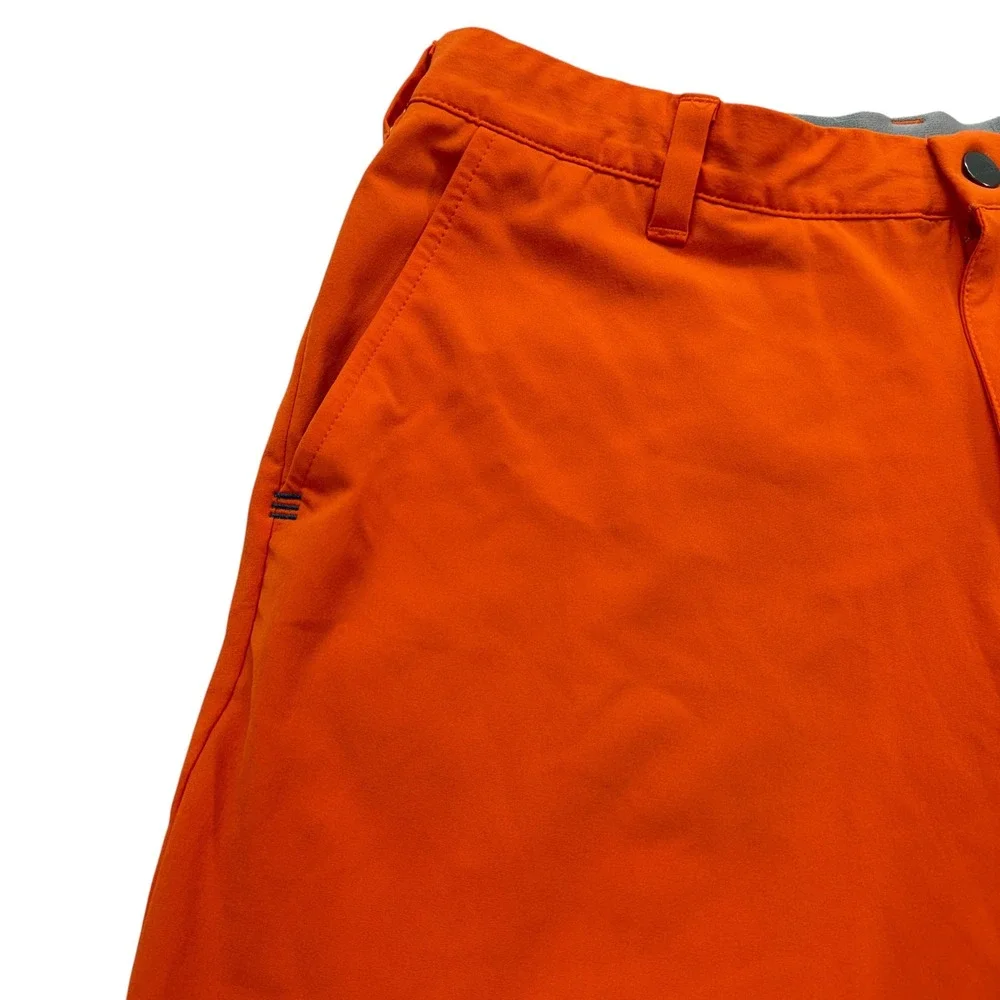 Adidas Mens Golf Shorts Orange Stretch Performance Flat Front 10